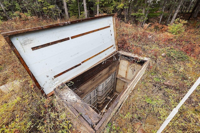 view of storm shelter