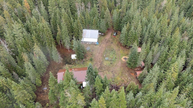 aerial view featuring a forest view