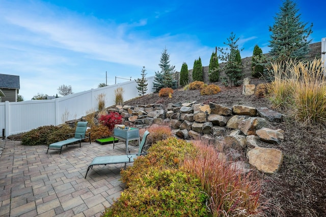 view of patio featuring a fenced backyard