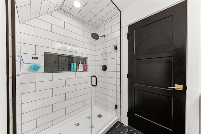 bathroom featuring a shower stall