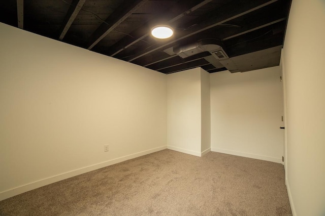 finished basement with carpet and baseboards