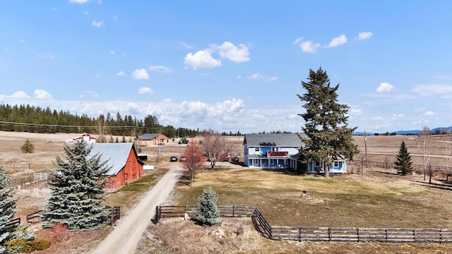 drone / aerial view featuring a rural view