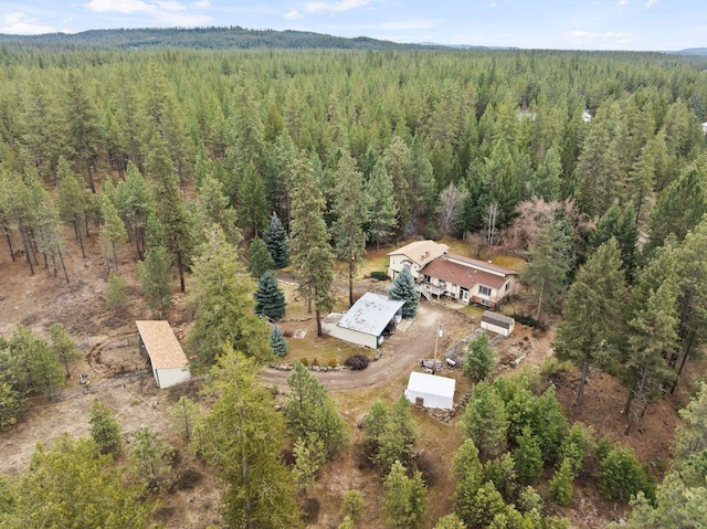 bird's eye view with a view of trees