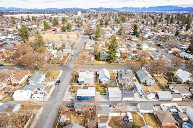 aerial view featuring a residential view and a mountain view