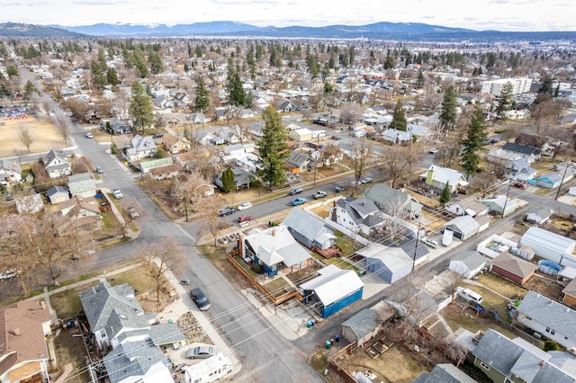 bird's eye view featuring a mountain view and a residential view