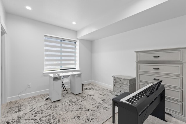 full bathroom featuring vanity, recessed lighting, tub / shower combination, toilet, and marble finish floor