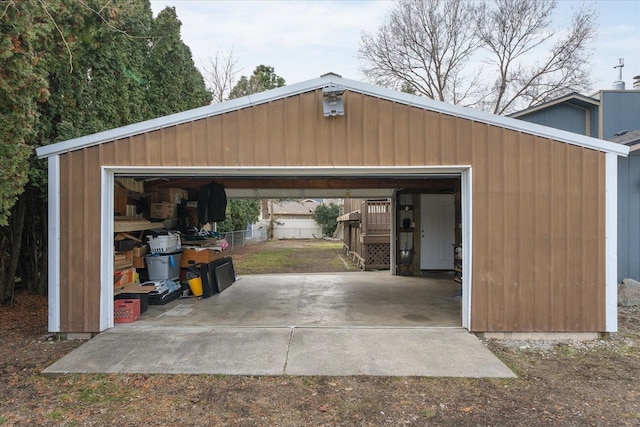 view of detached garage