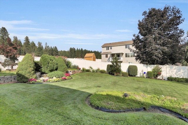 view of yard with a fenced backyard