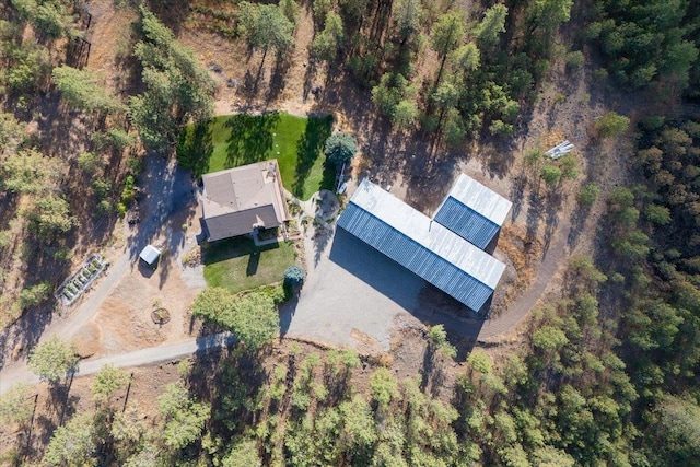 aerial view featuring a forest view