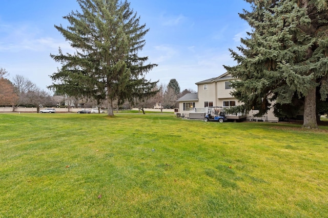 view of yard with a deck