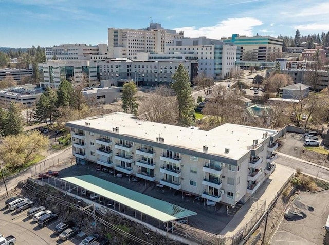 drone / aerial view with a city view