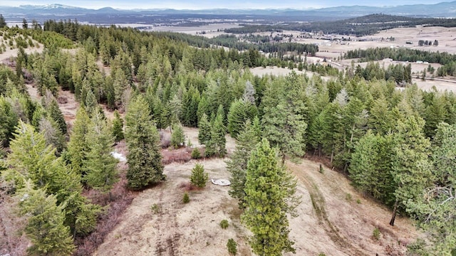 aerial view with a forest view and a mountain view