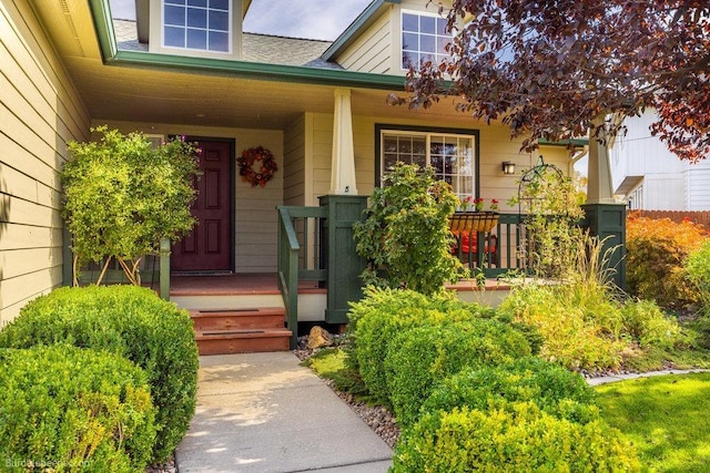 entrance to property featuring a porch