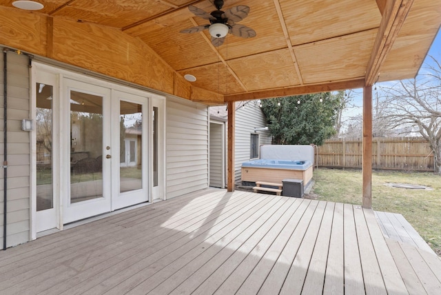 wooden deck with french doors and fence