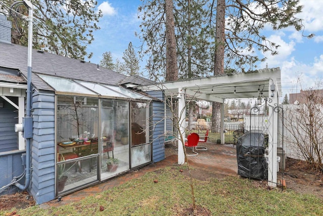 view of yard with a patio area and fence