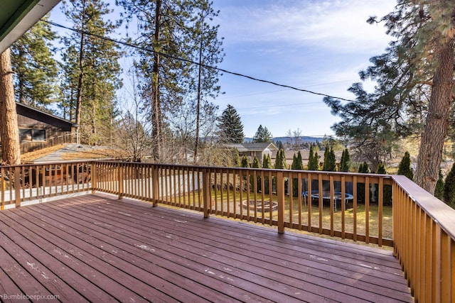 deck with a trampoline