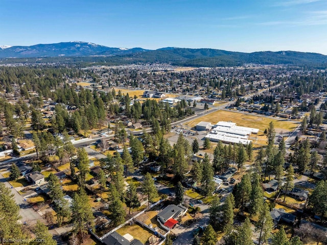 birds eye view of property with a mountain view