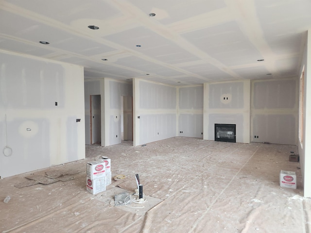 unfurnished living room with a fireplace