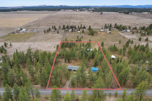 aerial view featuring a rural view