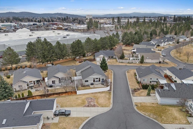 bird's eye view with a residential view and a mountain view