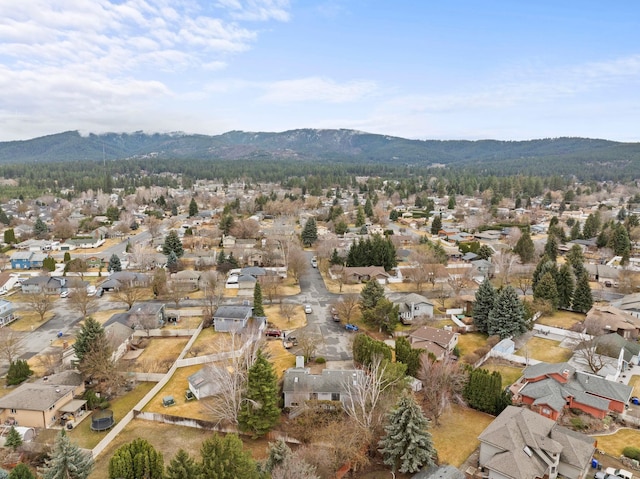 bird's eye view with a mountain view and a residential view