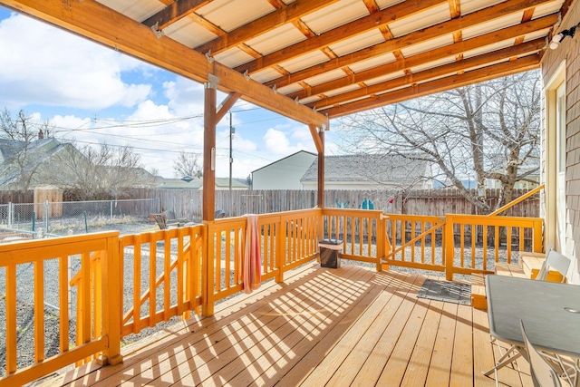 deck featuring a fenced backyard