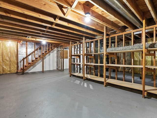 view of unfinished basement