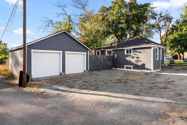 view of detached garage