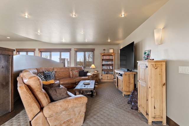 view of carpeted living area