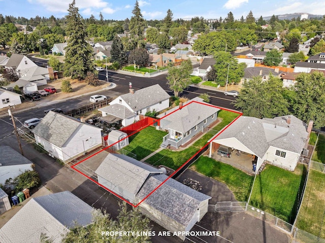 bird's eye view featuring a residential view