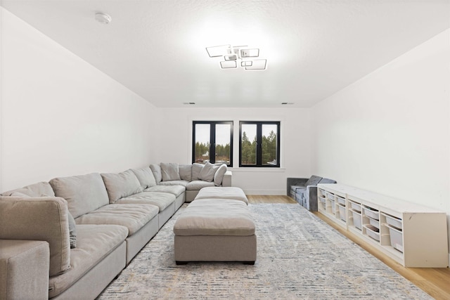 living area with light wood-style flooring