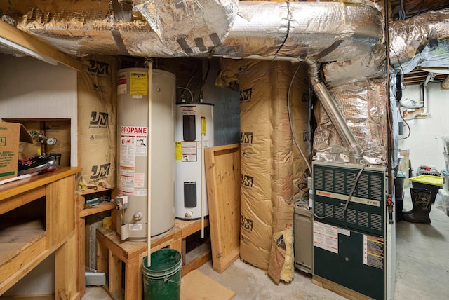 utility room with water heater and gas water heater