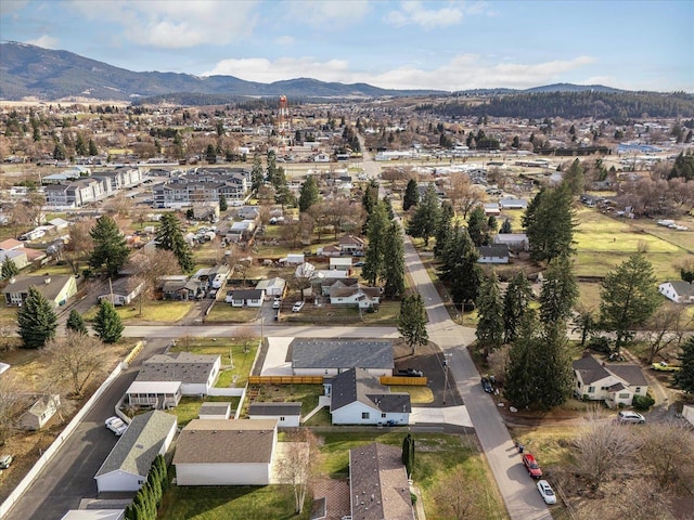 aerial view with a residential view and a mountain view