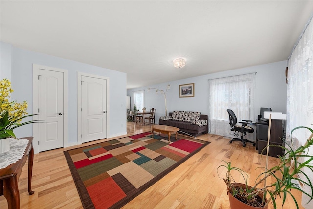 interior space with light wood finished floors