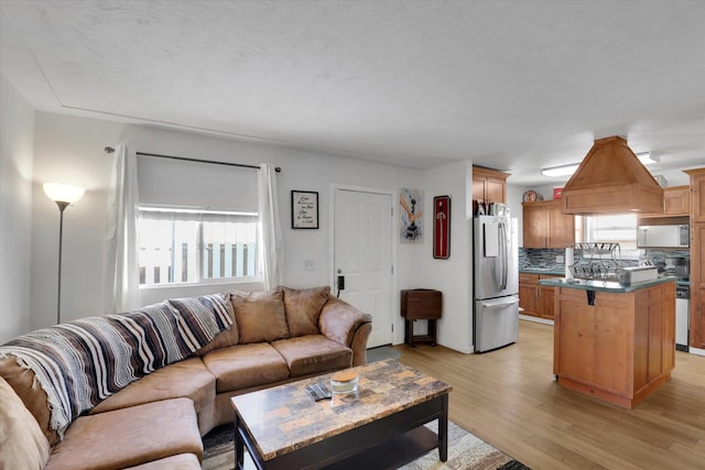 living area with light wood-style flooring