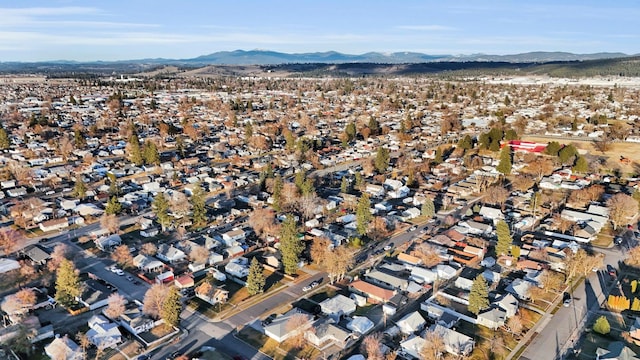 aerial view with a mountain view and a residential view