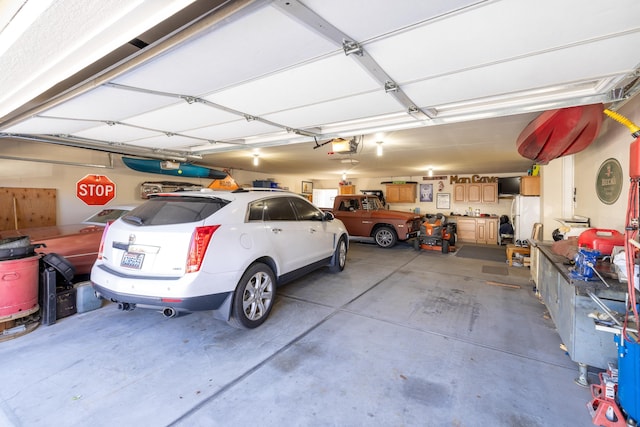 garage with a garage door opener