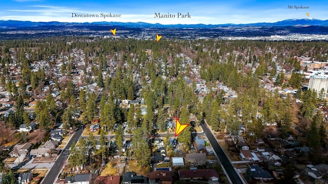 bird's eye view featuring a mountain view