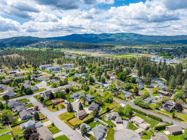 bird's eye view with a mountain view and a residential view