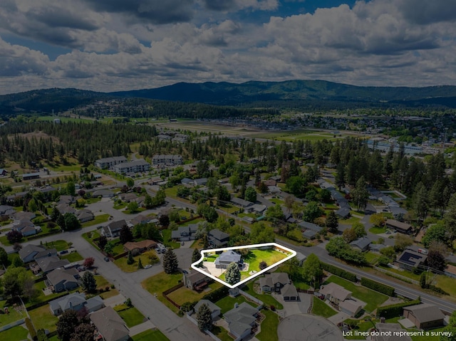 drone / aerial view with a mountain view