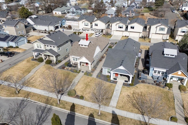 bird's eye view with a residential view