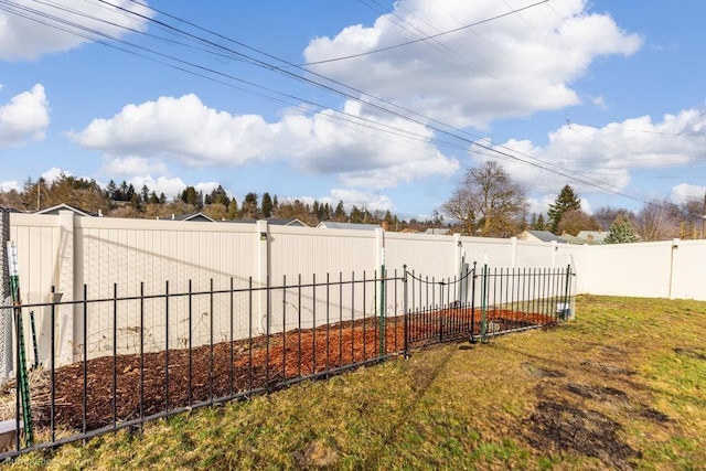 view of yard with a fenced backyard