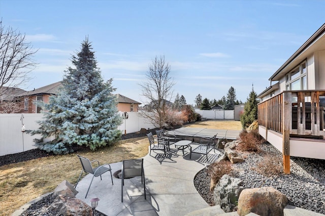 view of patio with a fenced backyard