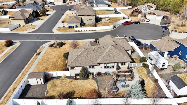 aerial view with a residential view