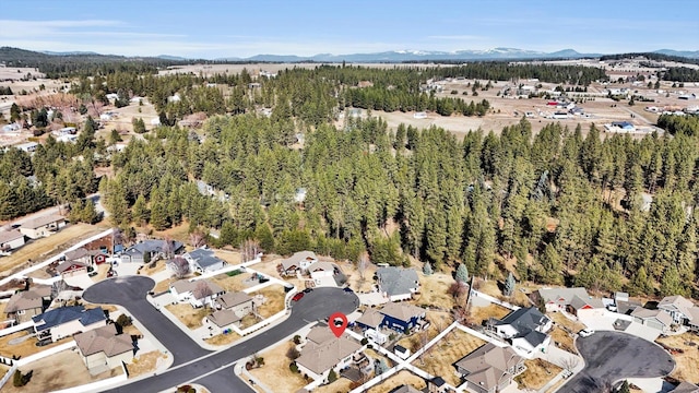 birds eye view of property featuring a residential view and a mountain view