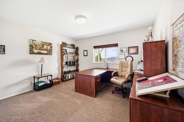 carpeted office space with baseboards