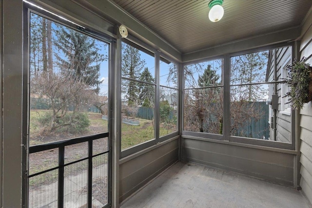 view of unfurnished sunroom