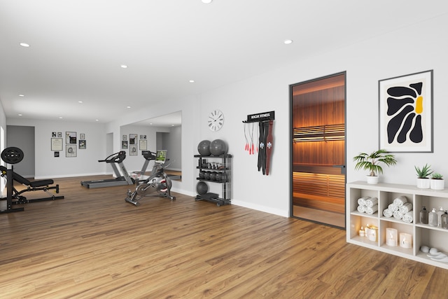 5227 S Lincoln Way, Spokane, WA 99224 - exercise room with recessed lighting, baseboards, and wood finished floors