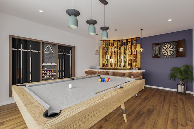 5227 S Lincoln Way, Spokane, WA 99224 - recreation room featuring recessed lighting, billiards, baseboards, and wood finished floors