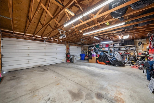 garage with a garage door opener